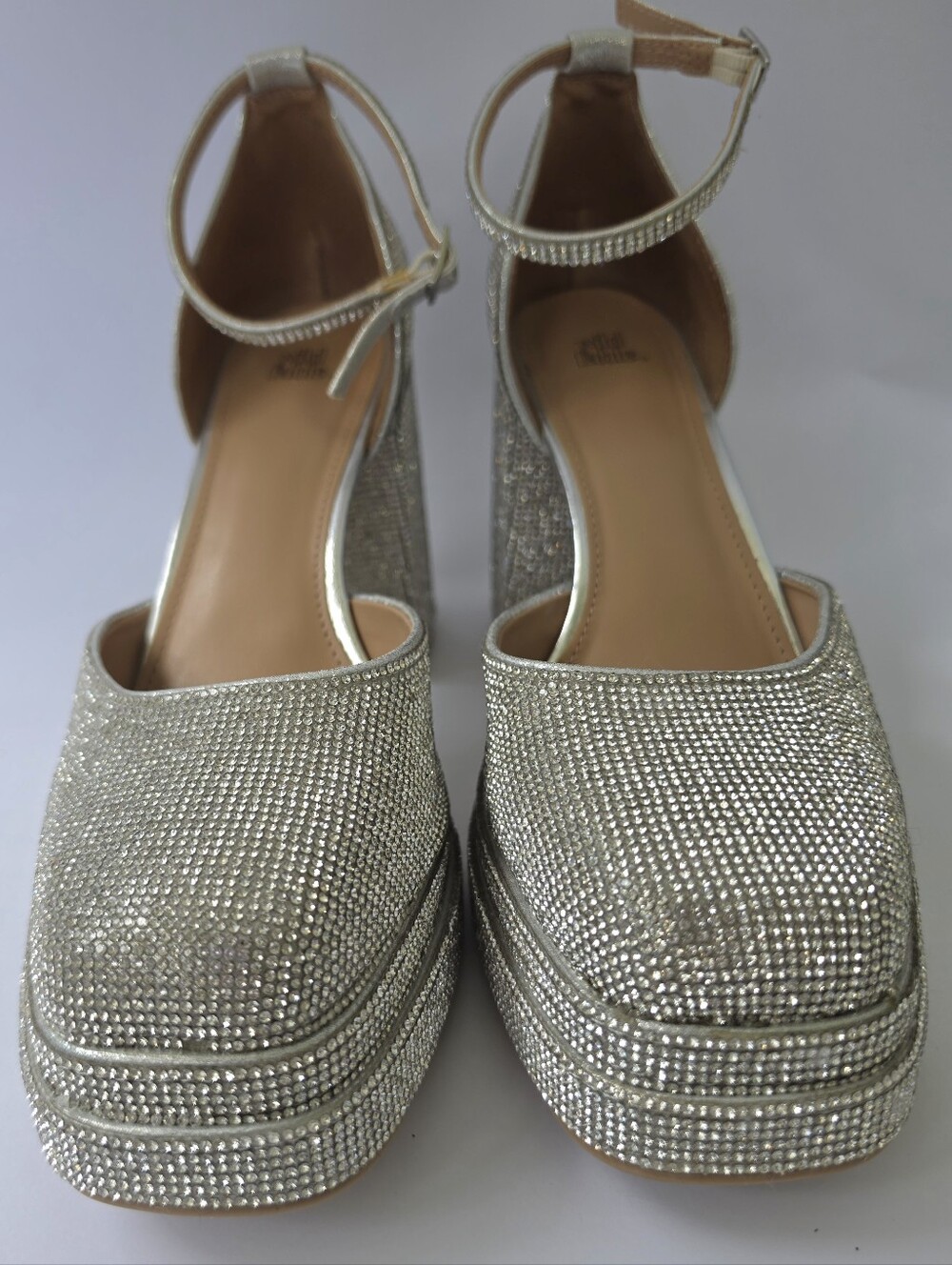 wild fable Silver Rhinestone Platform Block Heels - Picture 3 of 9